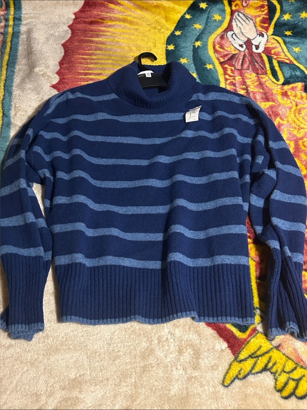 Time and Tru Navy and Light Blue Striped Oversized Sweater